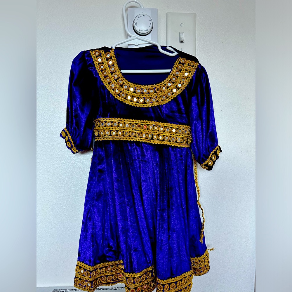 Blue and gold dress for 4 years old